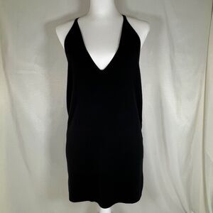 Totême Black Y-Back Merino Silk Knit Tunic Top - Size XL - Style 233-5178-323